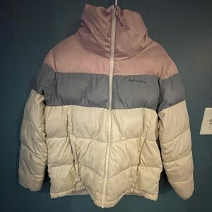 Columbia Pink, Gray, and Cream Puffer Jacket